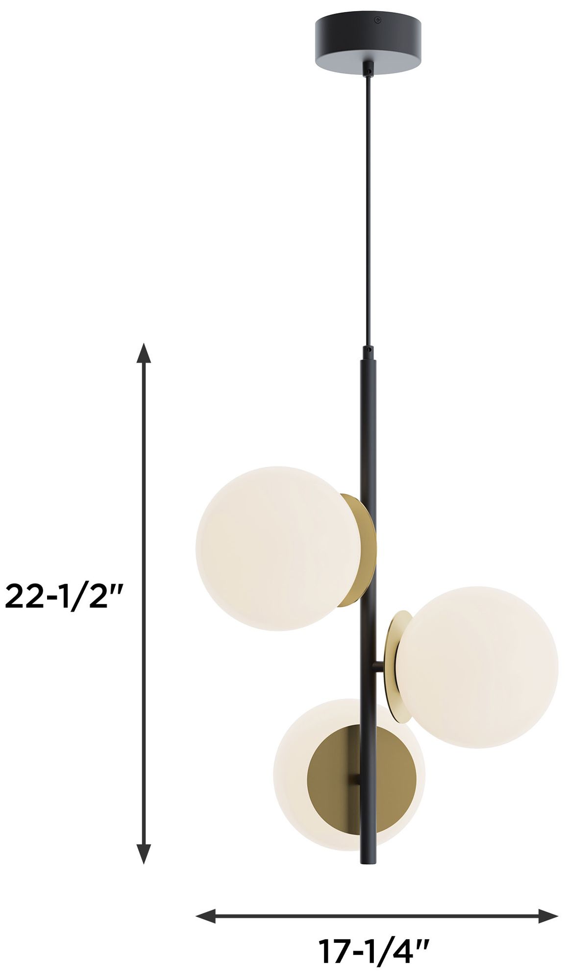 Arren 17" Wide 3-Light Antique Brass LED Pendant