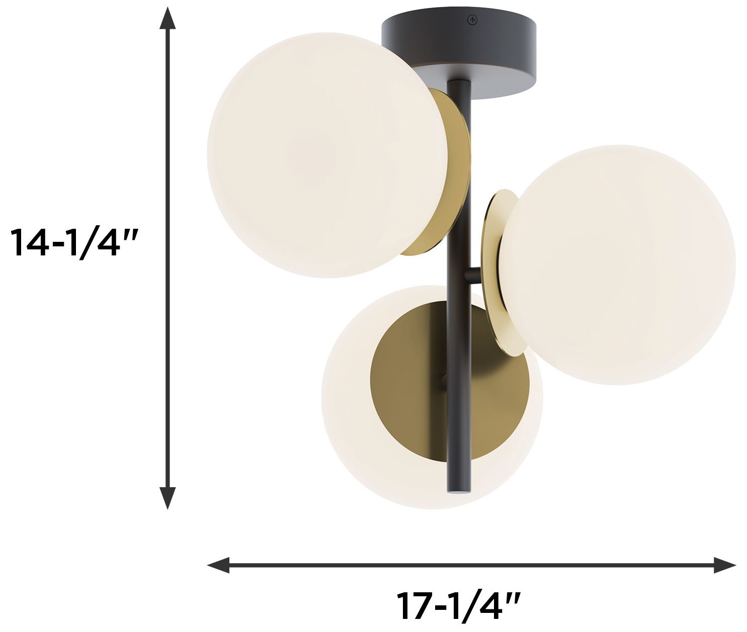 Arren 17" Wide 3-Light Antique Brass LED Semi-Flush Mount