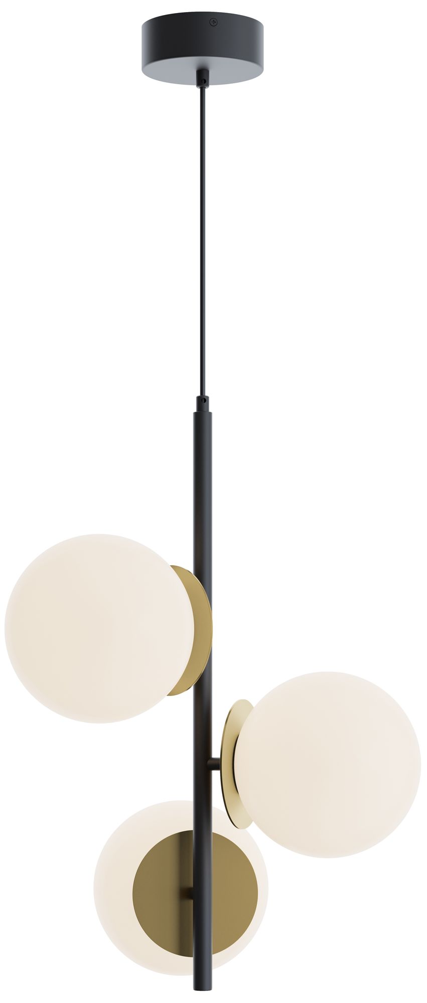 Image 3 Arren 17" Wide 3-Light Black/Light Antique Brass LED Pendant more views