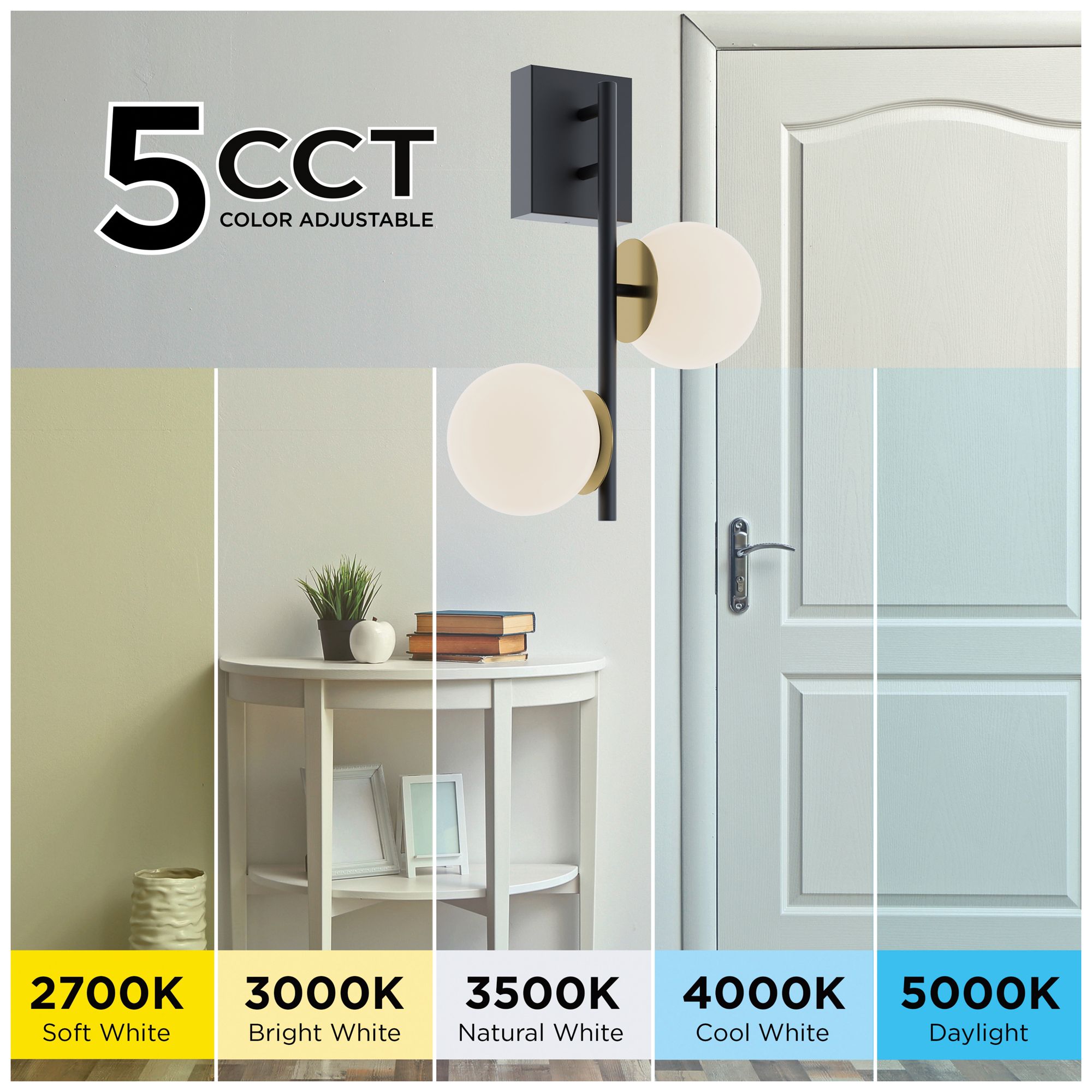 Image 7 Arren 18" High 2-Light Black/Light Antique Brass LED Sconce more views