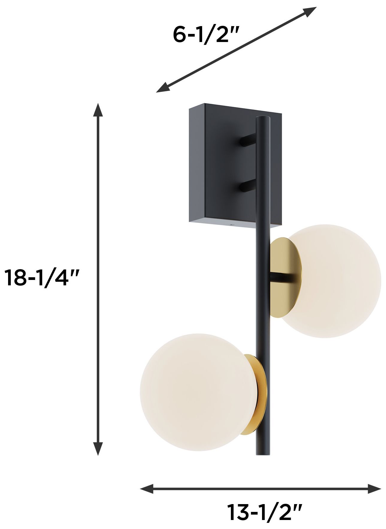 Arren 18" High 2-Light Black/Light Antique Brass LED Sconce
