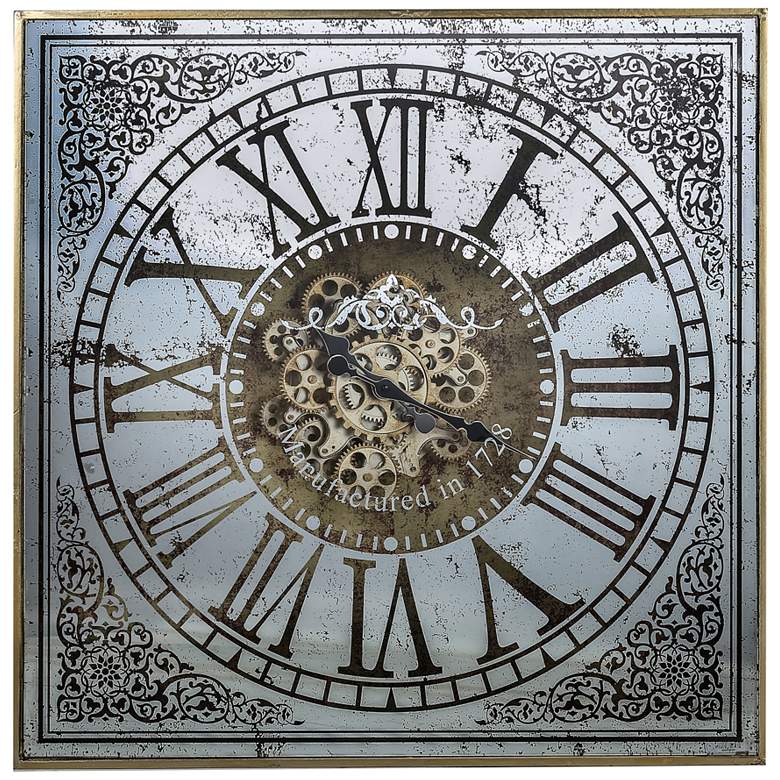 Image 1 Arria Randall Antique Silver 32 1/4" Square Wall Clock