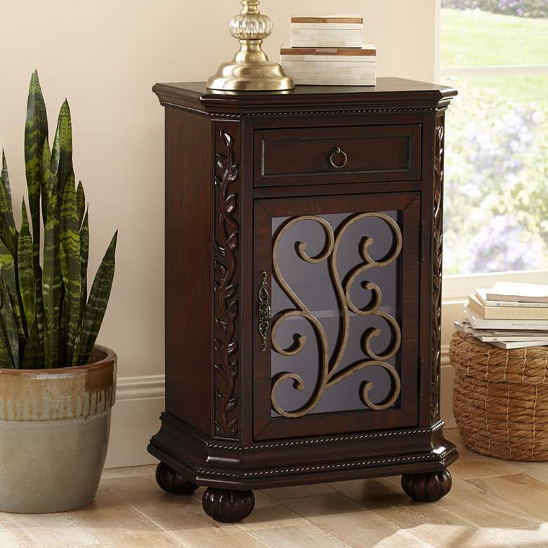 Image 1 Arriana 22 1/2 inch Wide Cherry Finish Accent Table
