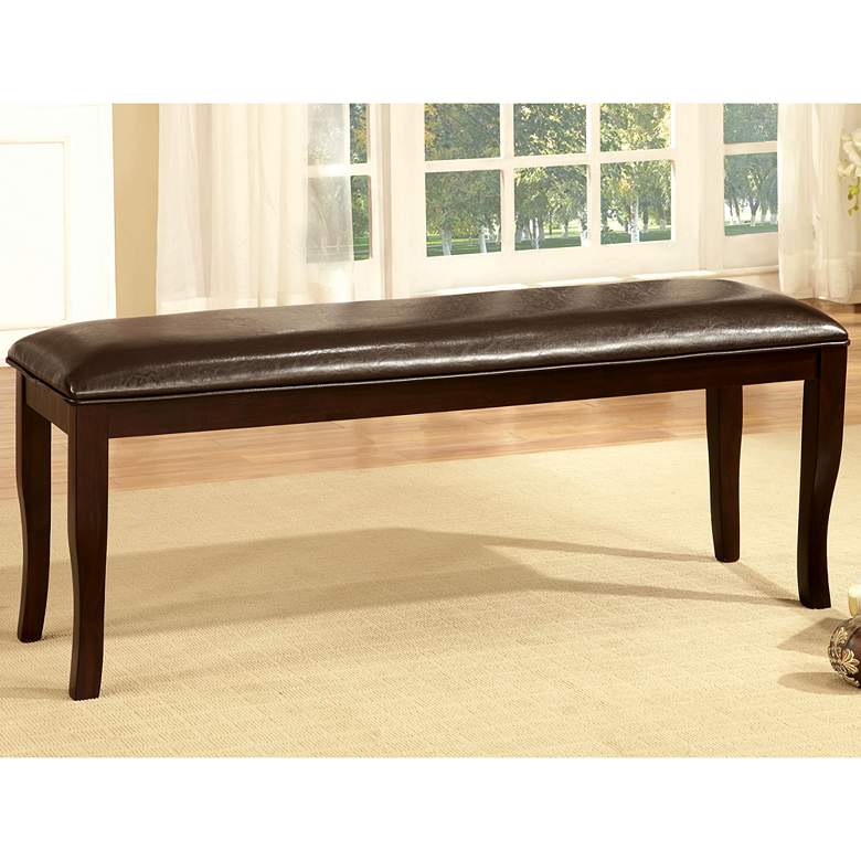 Image 1 Arriane 48" Wide Dark Cherry Faux Leather Dining Bench