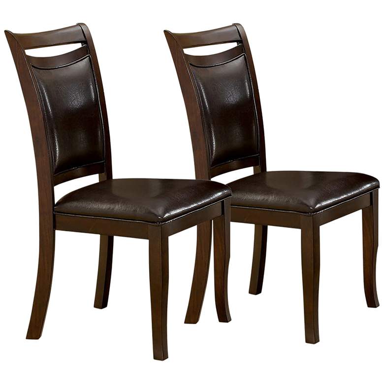 Image 2 Arriane Dark Cherry Faux Leather Side Chairs Set of 2