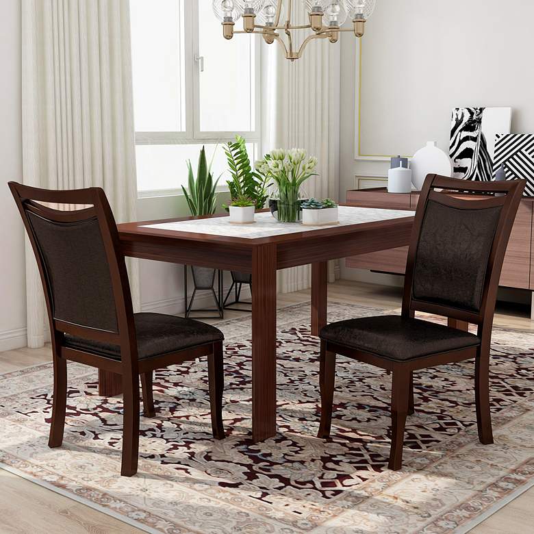 Image 1 Arriane Dark Cherry Faux Leather Side Chairs Set of 2