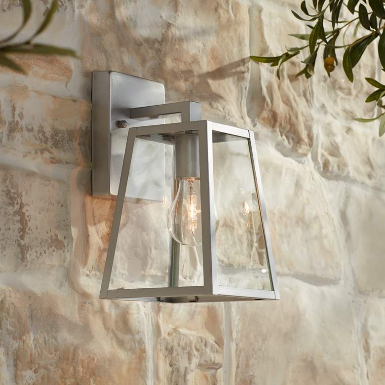 Image 1 Arrington 10 3/4 inch High Glass and Silver Outdoor Wall Light