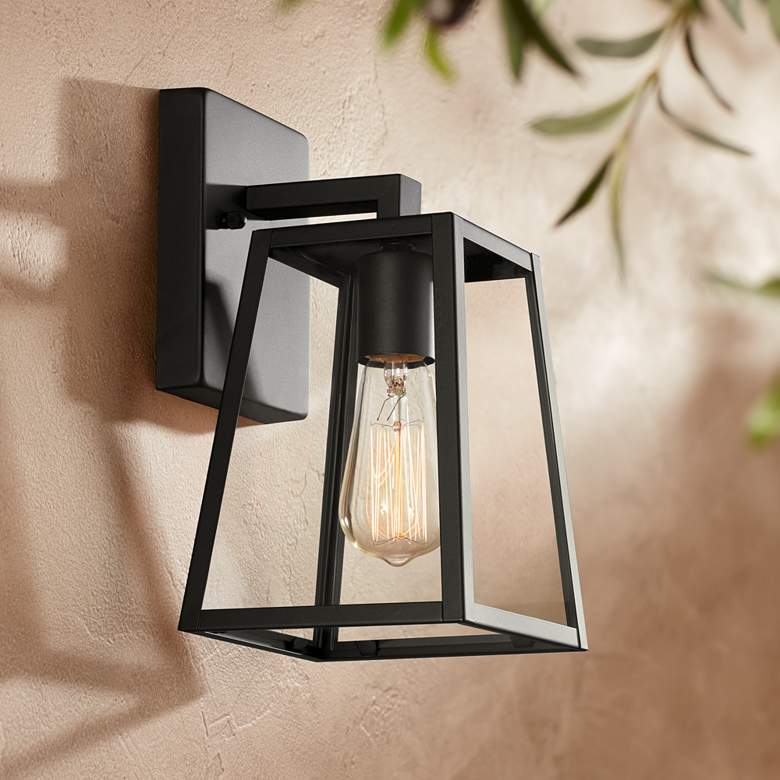 Image 1 Arrington 10 3/4" High Mystic Black and Clear Glass Outdoor Wall Light