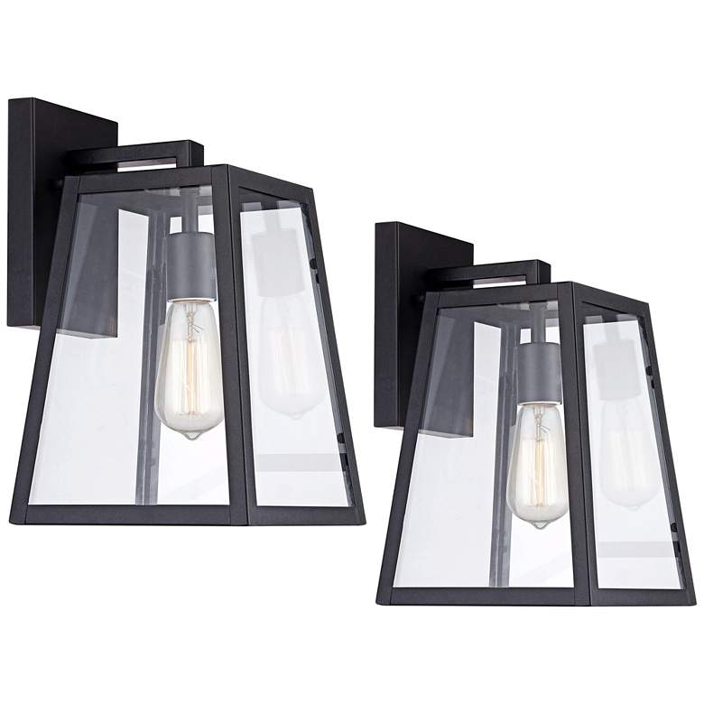 Image 2 Arrington 13 inch High Clear Glass and Mystic Black Wall Lights Set of 2