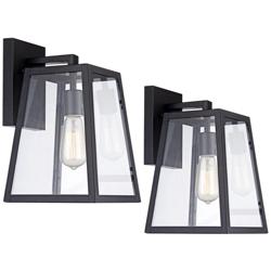 Arrington 13&quot; High Clear Glass and Mystic Black Wall Lights Set of 2