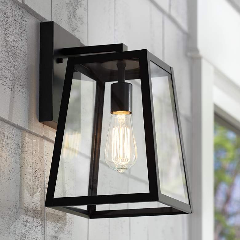 Arrington 13&quot; High Glass and Mystic Black Outdoor Wall Light