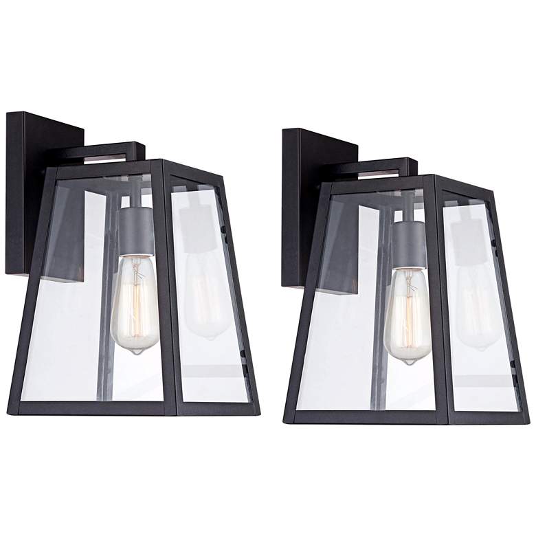 Image 1 Arrington 13" High Glass and Mystic Black Wall Sconce Set of 2