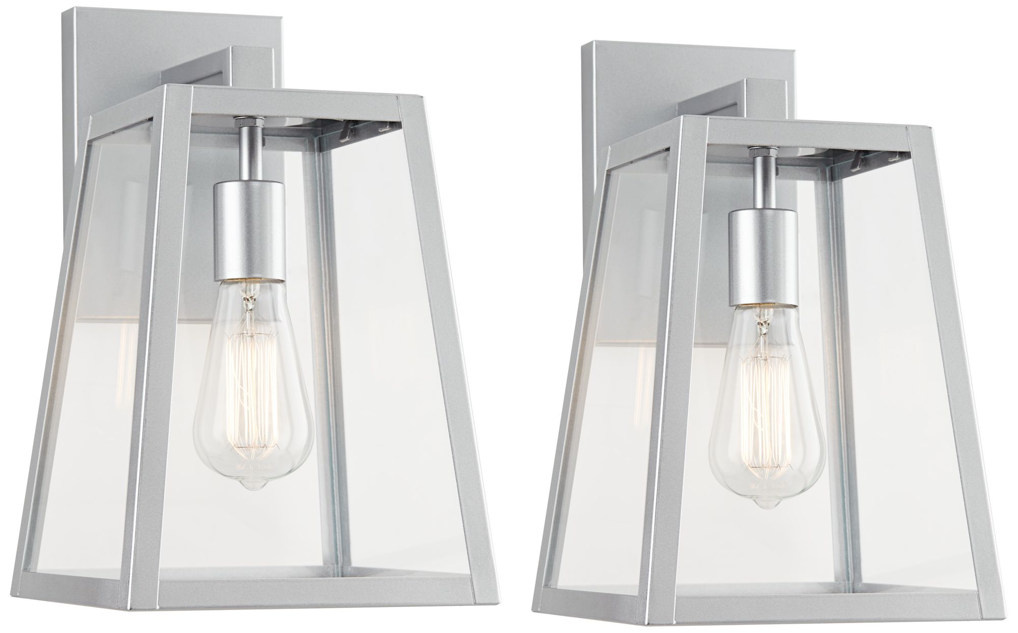 Arrington 13" High Glass and Silver Outdoor Wall Light Set of 2
