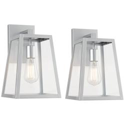 Arrington 13&quot; High Glass and Silver Outdoor Wall Light Set of 2