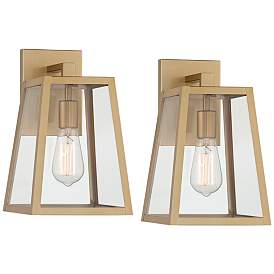 Image2 of Arrington 13" High Glass and Soft Gold Outdoor Wall Light Set of 2