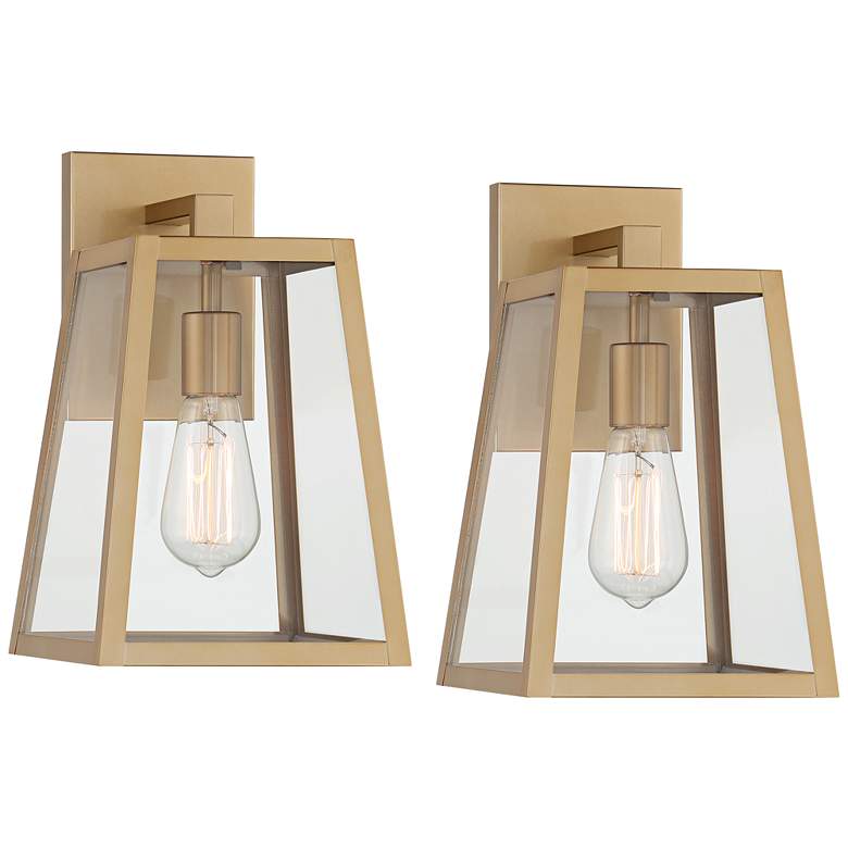 Image 2 Arrington 13 inch High Glass and Soft Gold Outdoor Wall Light Set of 2