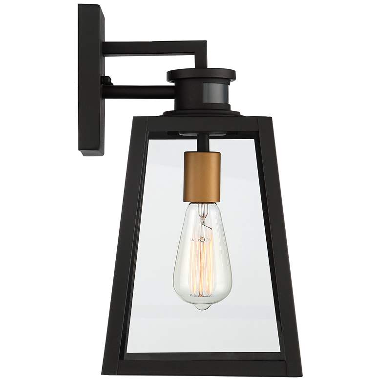 Image 6 Arrington 14 3/4 inch high Black and Gold Motion Sensor Outdoor Wall Light more views