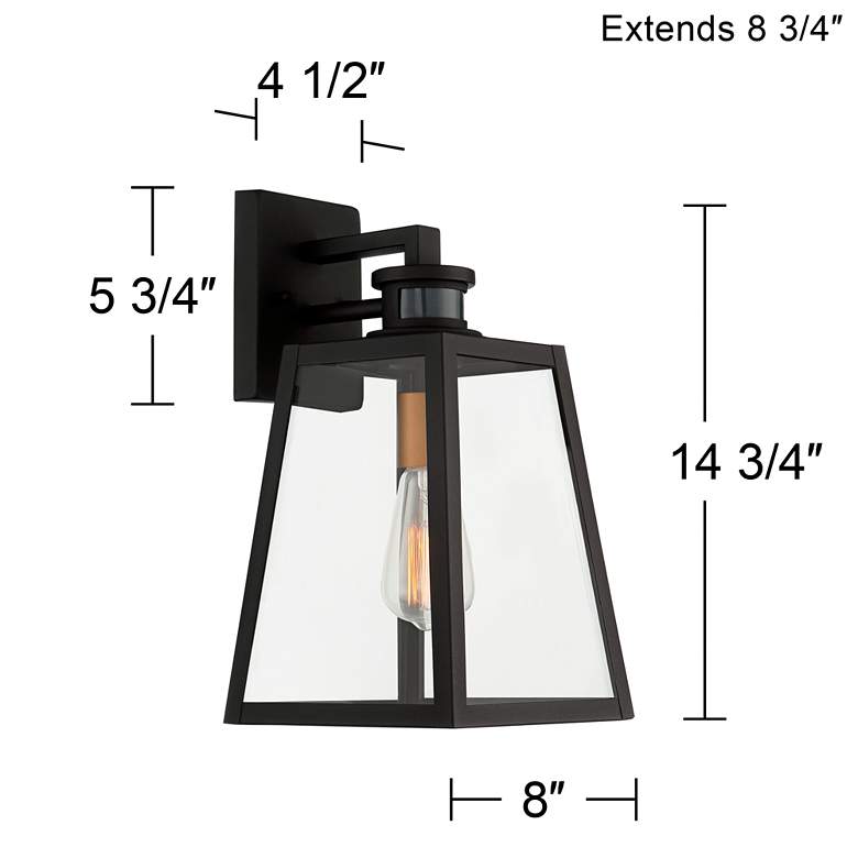 Image 7 Arrington 14 3/4 inch high Black and Gold Motion Sensor Outdoor Wall Light more views