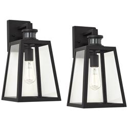 Arrington 14 3/4" High Black Motion Sensor Outdoor Wall Light Set of 2