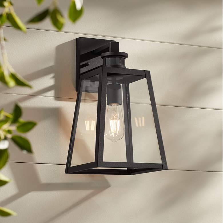 Image 7 Arrington 14 3/4" High Black Motion Sensor Outdoor Wall Light Set of 2 more views