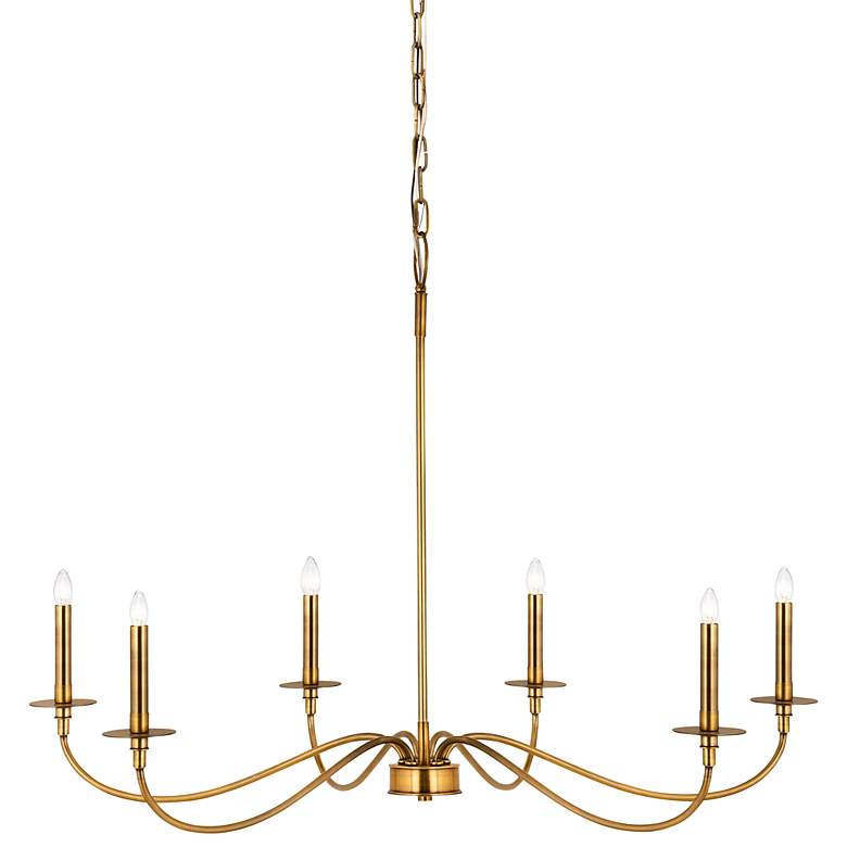 Image 3 Arrington 42" Wide Rubbed Brass 6-Light Candle Chandelier