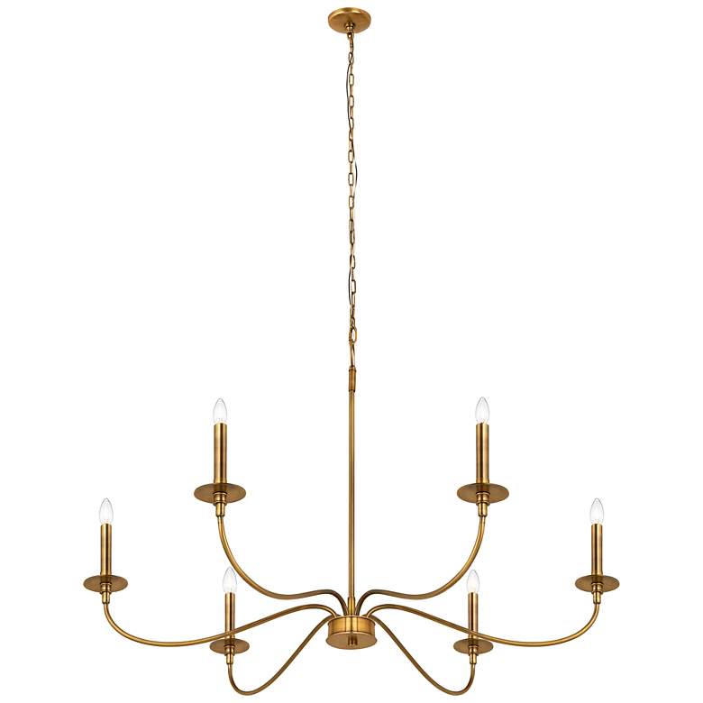 Image 5 Arrington 42" Wide Rubbed Brass 6-Light Candle Chandelier more views