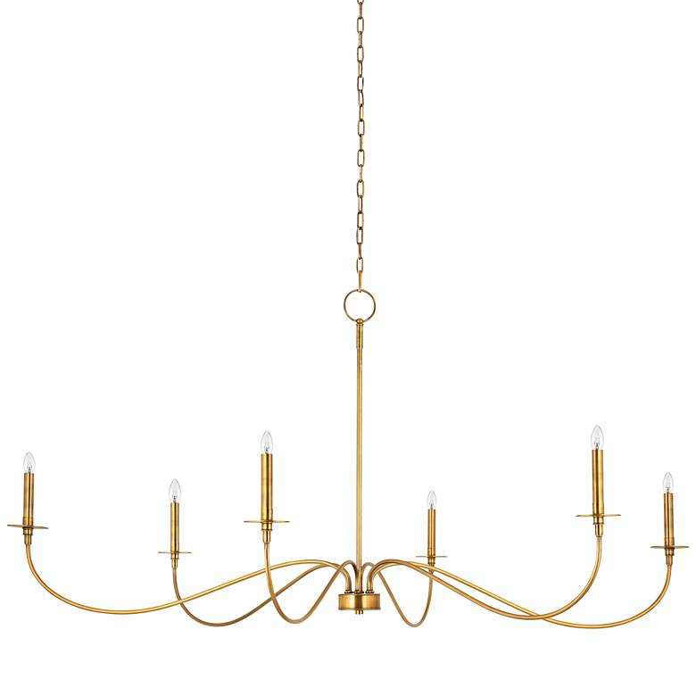 Image 2 Arrington 63 inch Wide Rubbed Brass 6-Light Candelabra Chandelier