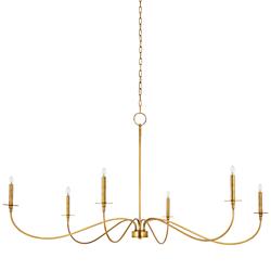 Arrington 63" Wide Rubbed Brass 6-Light Candelabra Chandelier