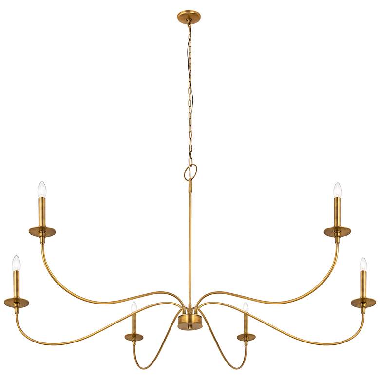 Image 4 Arrington 63" Wide Rubbed Brass 6-Light Candelabra Chandelier more views