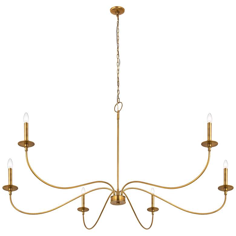 Image 4 Arrington 63 inch Wide Rubbed Brass 6-Light Candelabra Chandelier more views