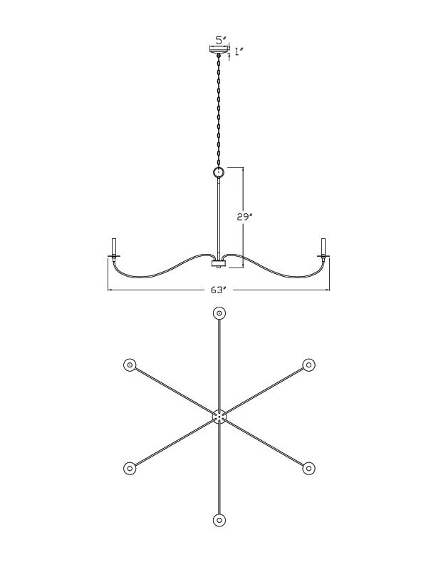 Arrington by Z-Lite Polished Nickel 63 inch 6 Light Chandelier