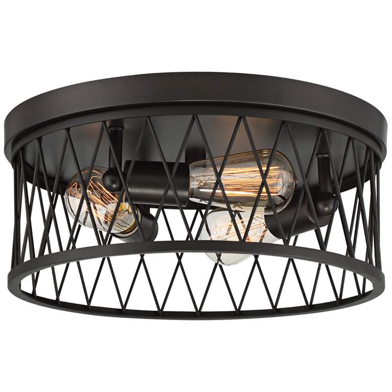 Image 2 Arris 14 1/2" Wide Vintage Bronze 3-Light Ceiling Light