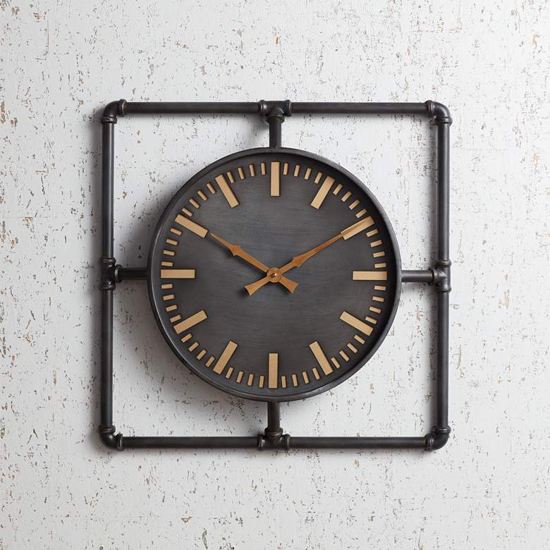 Image 1 Arron 21 1/2" Wide Gray Metal Wall Clock