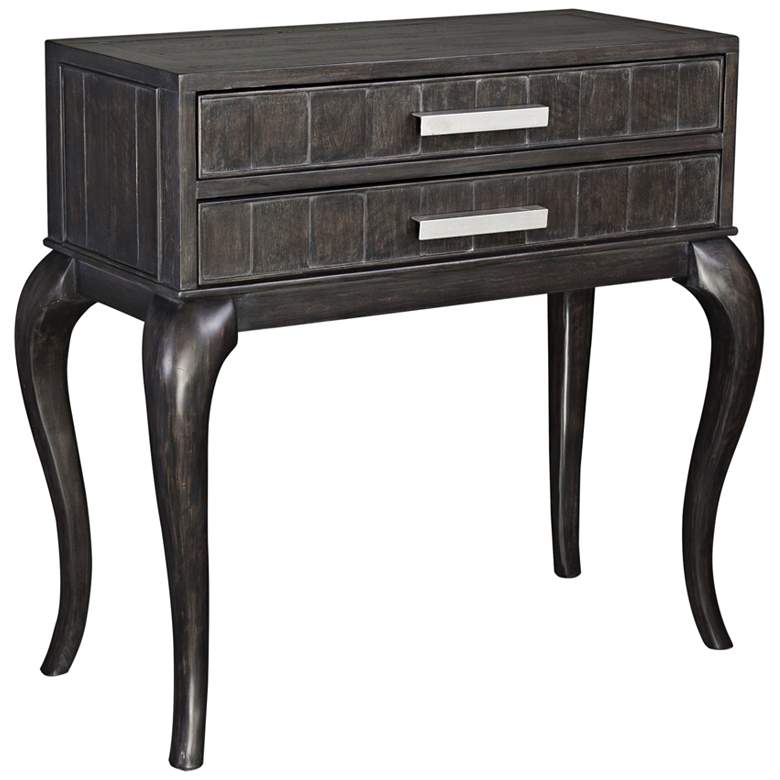 Image 1 Arrone 36 inch Wide Black and Walnut Wood 2-Drawer Console Table