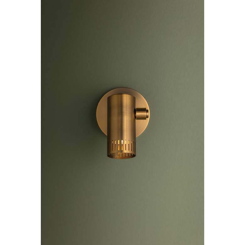 Image 3 Arrow 6" High Patina Brass with Adjustable Head Wall Sconce more views