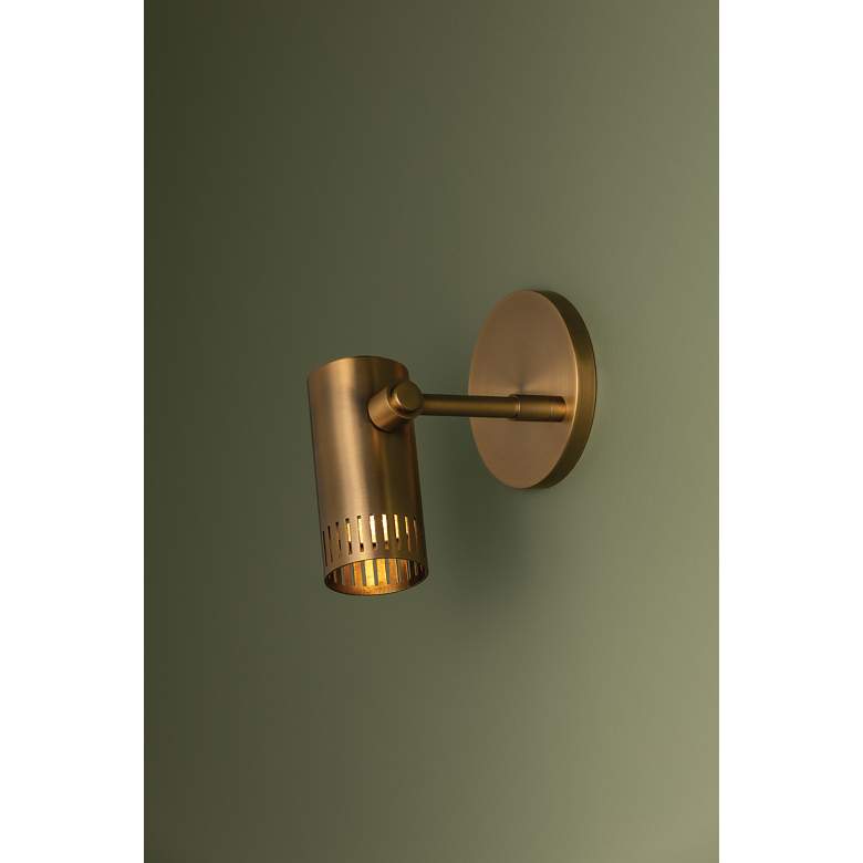 Image 7 Arrow 6" High Patina Brass with Adjustable Head Wall Sconce more views