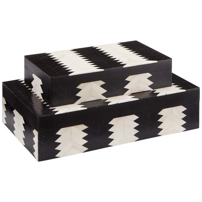 Image 2 Arrow Black and White Rectangular Decorative Boxes Set of 2