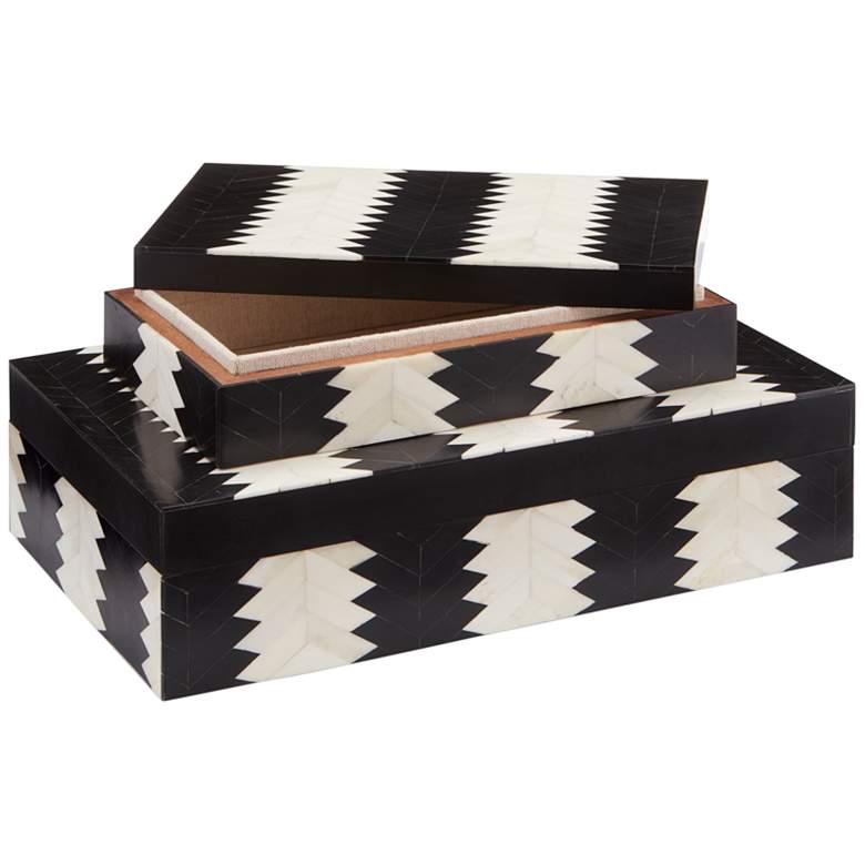 Image 4 Arrow Black and White Rectangular Decorative Boxes Set of 2 more views