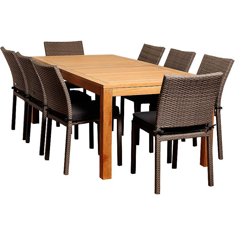 Image 1 Arroyo Gray Wicker 9-Piece Rectangular Patio Dining Set