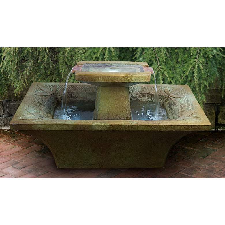 Art-Deco 20&quot; Relic Stone Outdoor Fountain with LED Light