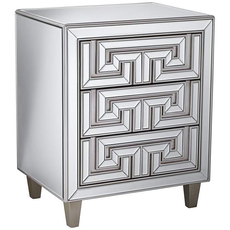 Image 1 Art Deco 3-Drawer Mirrored Accent Table