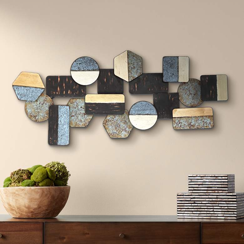 Image 1 Art Deco Shapes 43 1/2" Wide Abstract Metal Wall Art