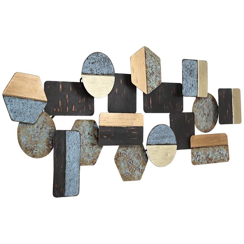 Image 4 Art Deco Shapes 43 1/2" Wide Abstract Metal Wall Art more views