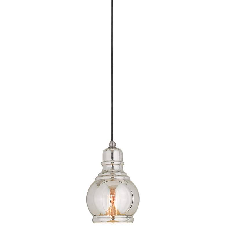 Image 1 Art Glass 6 1/4"W Smoke Glass Brushed Nickel Mini Pendant