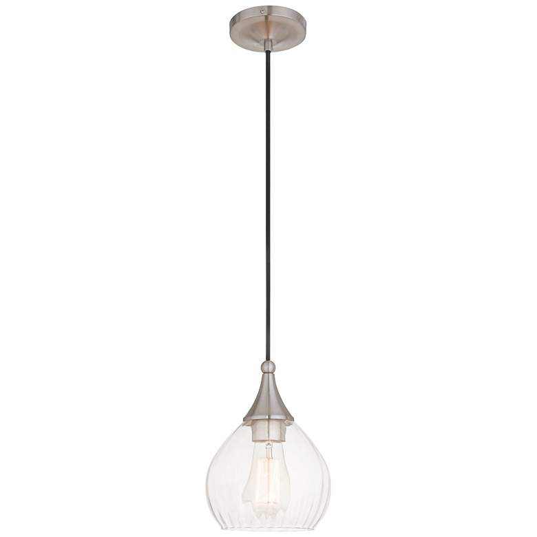 Image 1 Art Glass 7" Wide Brushed Nickel Mini Pendant