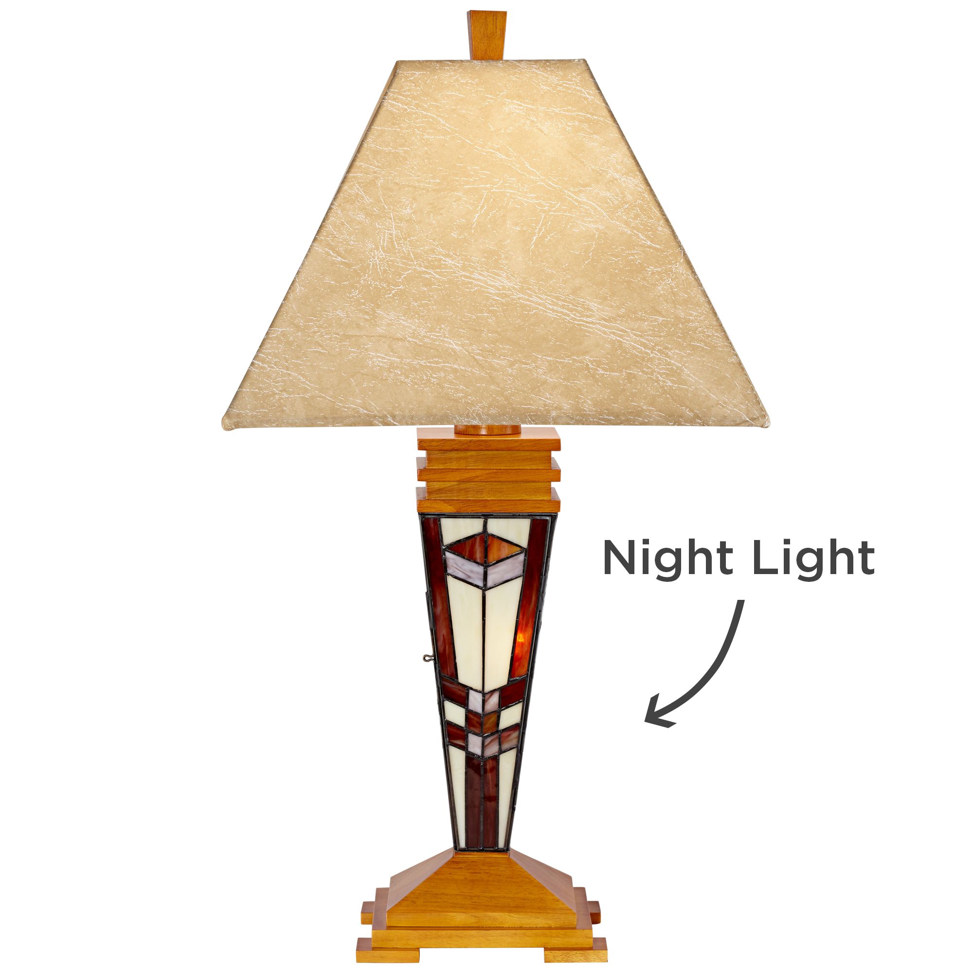 Art Glass Mission Night Light Table Lamp with Table Top Dimmer 89M54