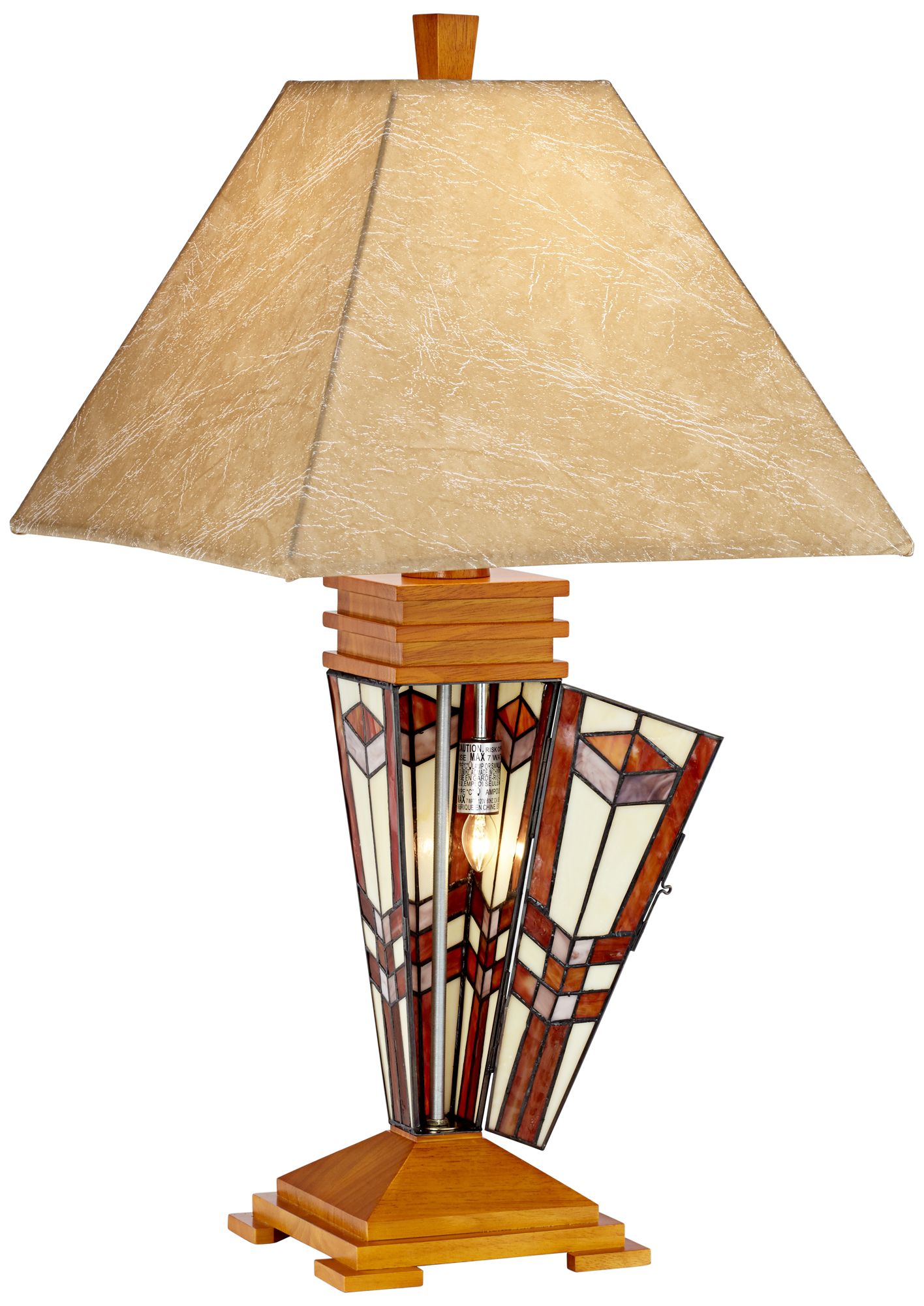 Art Glass Mission Night Light Table Lamp with Table Top Dimmer 89M54