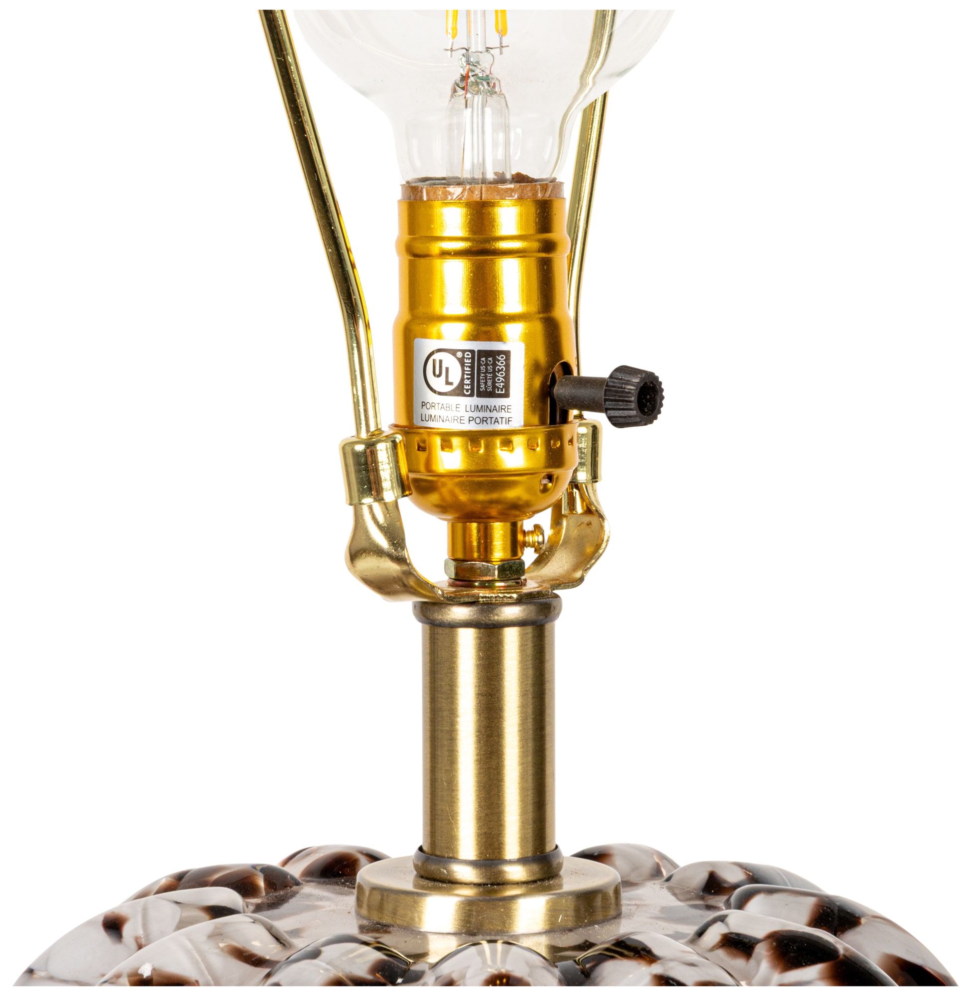 Art Glass Table Lamp with Gold Base