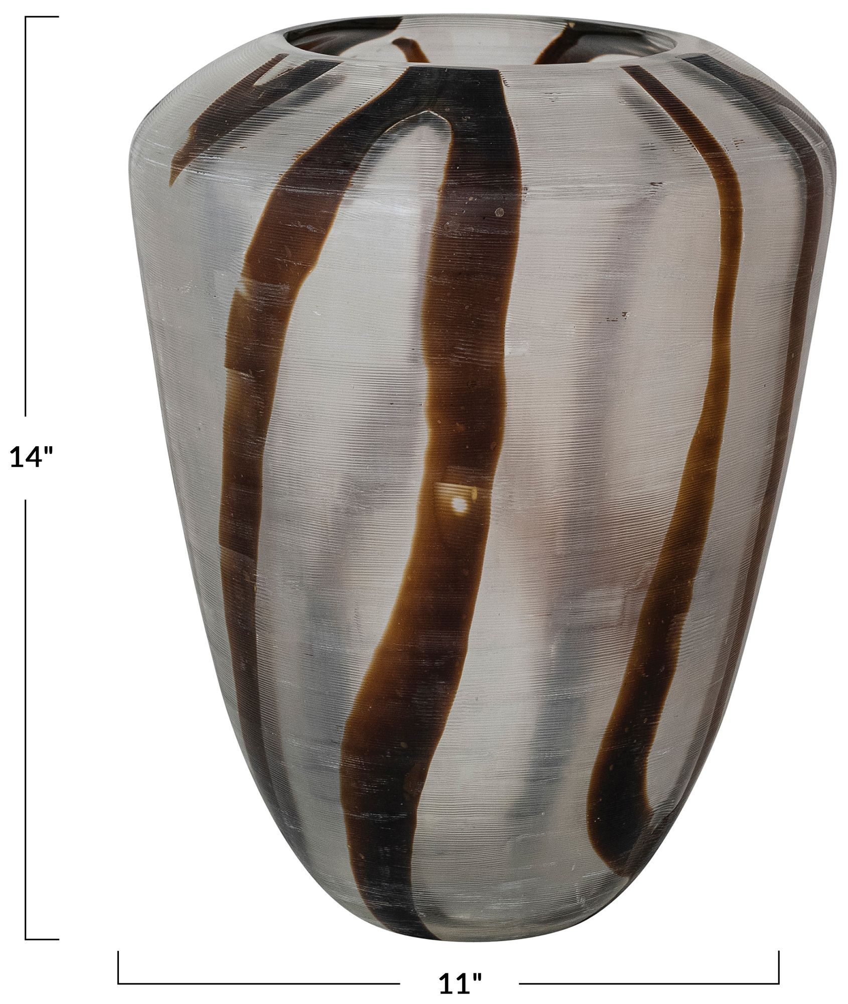 Image 3 Art Glass Vase with Abstract Design, Brown more views
