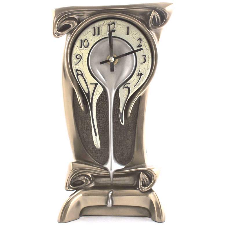 Image 1 Art Nouveau 11 1/4 inch High Melting Bronze Table Clock